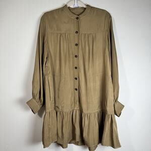BANANA REPUBLIC Women’s Utility Dress Brown Size M Long Sleeve Front Hem